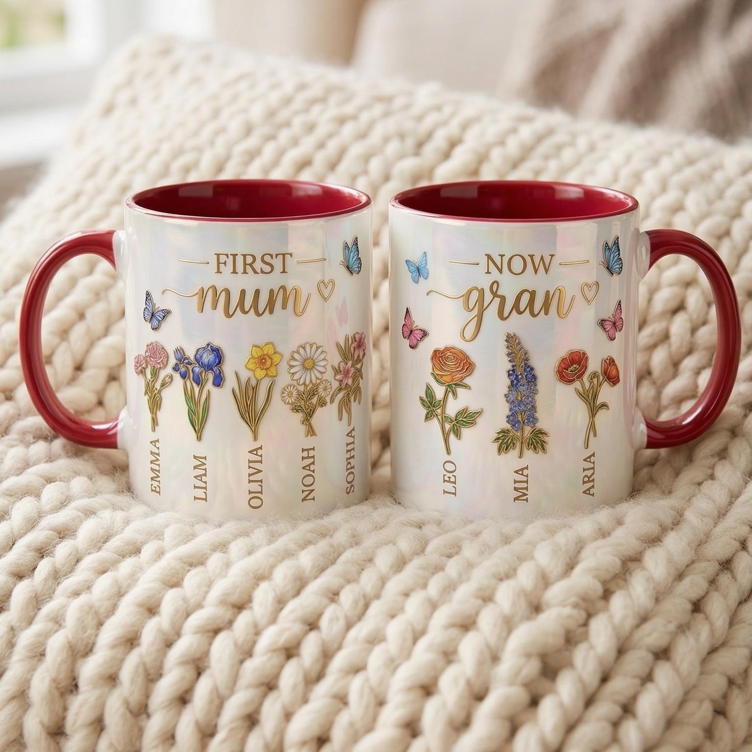 First Mom Now Gran Mug, Personalized Gifts for Mom, Birth Flower Gifts from Daughter, Mother's Day Accent Mug - image 5
