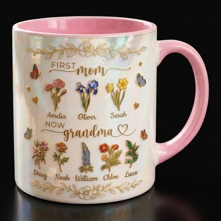 First Mom Now Grandma Cup, Personalized Gifts for Mom, Birth Flower Gifts from Daughter, Mother's Day Accent Mug - image 5