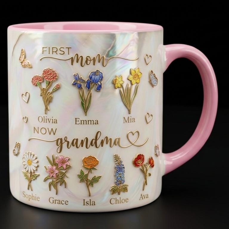 First Mom Now Grandma Cup, Personalized Gifts for Mom, Birth Flower Gifts from Daughter, Mother's Day Accent Mug - image 5