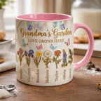 Grandma's Garden Mug, Personalized Gifts for Mom, Birth Flower Mom Gifts from Daughter, Mother's Day Accent Mug