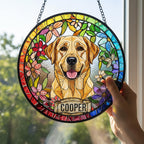 Personalized Labrador Retriever Stained Glass Suncatcher, Custom Pet Photo Gift, Dog Cat Remembrance Keepsake, Rainbow Bridge Window Decor - image 2