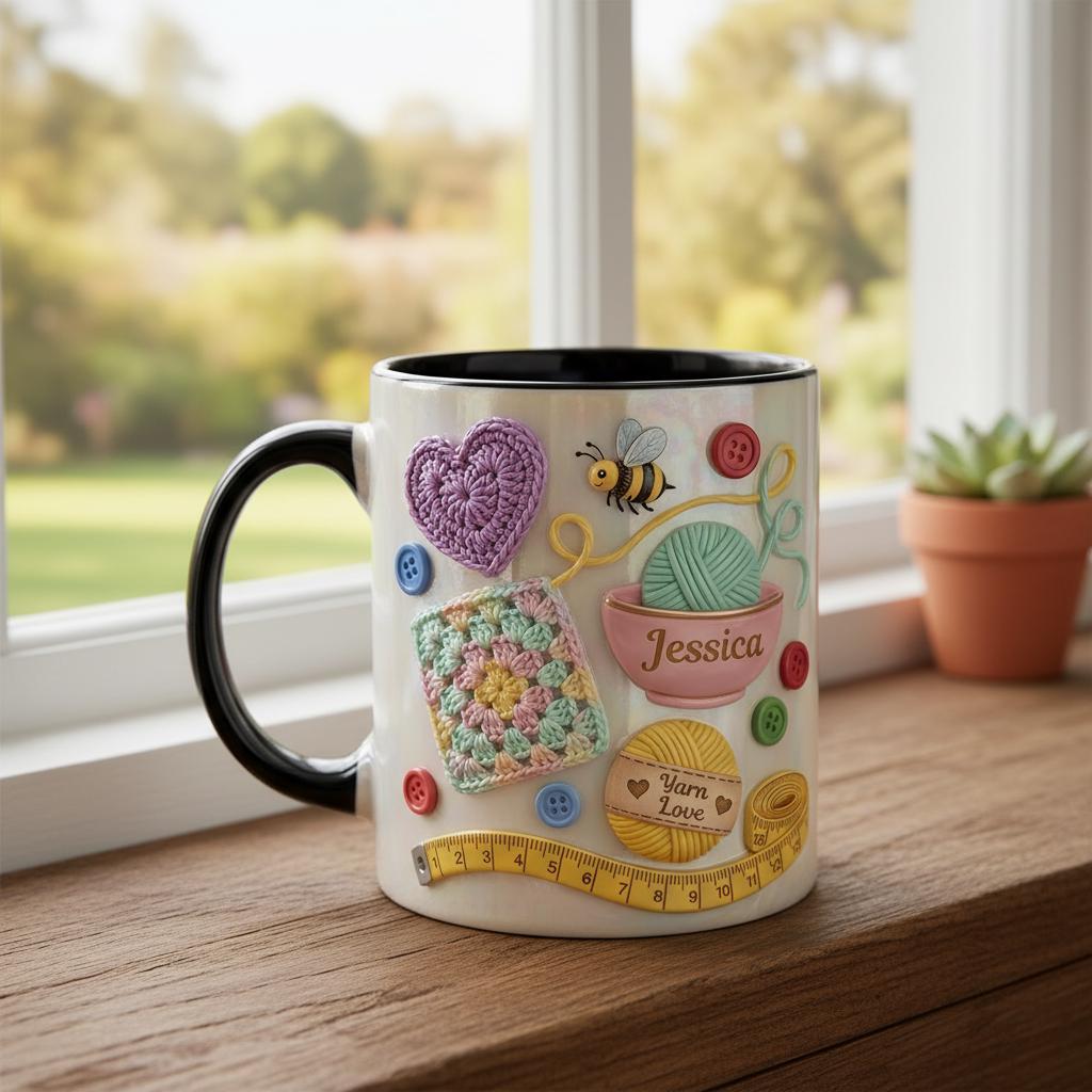 Personalized Crochet Mug, Custom Quilting Knitting Lover Coffee Cup, Mothers Day Gift, Gift for Mom Grandma - image 3