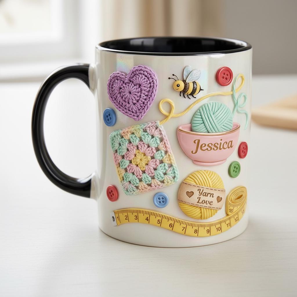 Personalized Crochet Mug, Custom Quilting Knitting Lover Coffee Cup, Mothers Day Gift, Gift for Mom Grandma - image 4