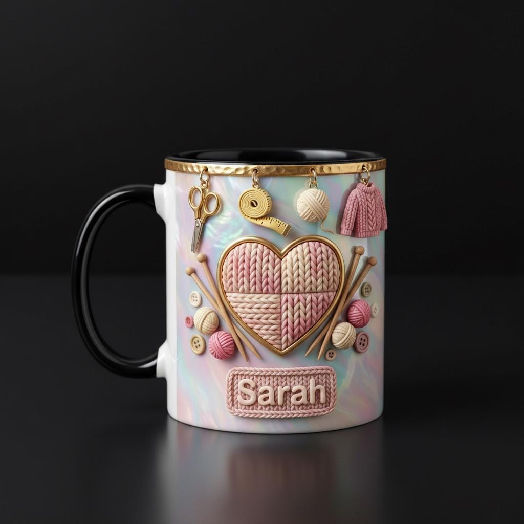 Personalized Crochet Lover Mug, Custom Quilting Knitting Lover Coffee Cup, Mothers Day Gift for Mom Grandma - image 2