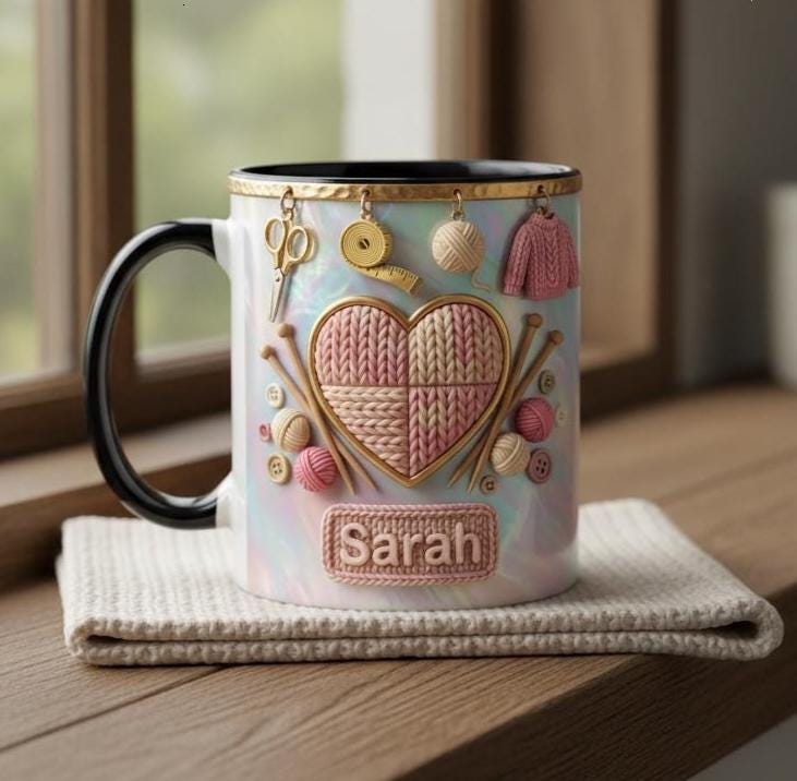 Personalized Crochet Lover Mug, Custom Quilting Knitting Lover Coffee Cup, Mothers Day Gift for Mom Grandma - image 3