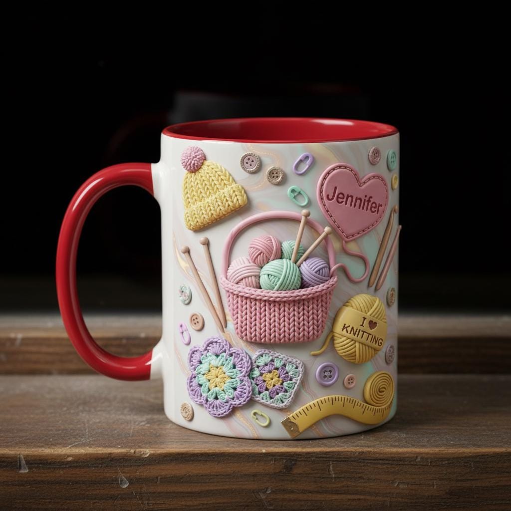 Personalized Crochet Lover Mug, Custom Quilting Knitting Lover Coffee Cup, Mothers Day Gift for Mom Grandma - image 3