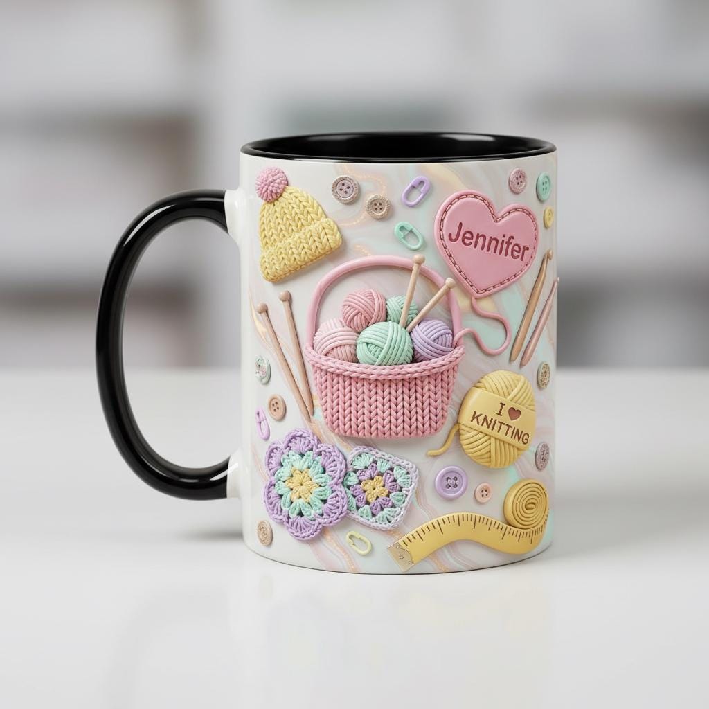 Personalized Crochet Lover Mug, Custom Quilting Knitting Lover Coffee Cup, Mothers Day Gift for Mom Grandma - image 4