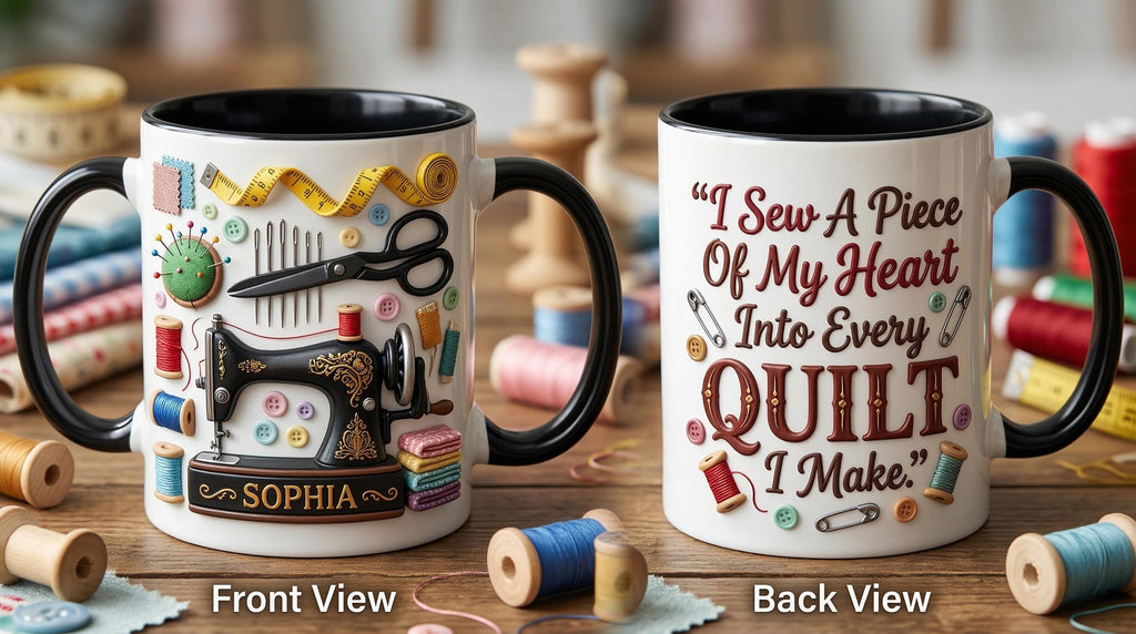Personalized Sewing Machine Mug, 3d Effect Crochet Lover Coffee Cup, Mothers Day Gift for Mom Grandma - image 4