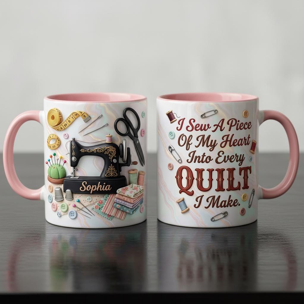 Personalized Sewing Mug, Custom Crochet Lover  Coffee Cup, Mothers Day Gift for Mom Grandma - image 2