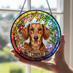 Personalized Dachshund dog Stained Glass Suncatcher, Custom Pet Photo Gift, Dog Cat Remembrance Keepsake, Rainbow Bridge Window Decor - image 4