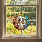 Personalized Australian Shepherd dog  Stained Glass Suncatcher, Custom pet Gift, Dog Cat Remembrance Keepsake, Rainbow Bridge Window Decor - image 2