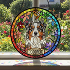 Personalized Australian Shepherd dog  Stained Glass Suncatcher, Custom pet Gift, Dog Cat Remembrance Keepsake, Rainbow Bridge Window Decor - image 5