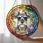 Personalized Miniature Schnauzer  dog  Stained Glass Suncatcher, Custom pet Gift, Dog Cat Remembrance Keepsake, Rainbow Bridge Window Decor - image 2