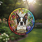 Personalized Boston Terrier  dog  Stained Glass Suncatcher, Custom pet Gift, Dog Cat Remembrance Keepsake, Rainbow Bridge Window Decor - image 4