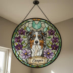 Custom Australian Shepherd Dog Portrait Stained Glass Suncatcher, Personalized Pet Memorial Photo Suncatcher,Dog Loss Keepsake,Pet Loss Gift - image 4