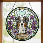Custom Australian Shepherd Dog Portrait Stained Glass Suncatcher, Personalized Pet Memorial Photo Suncatcher,Dog Loss Keepsake,Pet Loss Gift - image 2