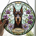 Custom Doberman Pinscher Dog Portrait Stained Glass Suncatcher, Personalized Pet Memorial Photo Suncatcher, Dog Loss Keepsake,Pet Loss Gift - image 3