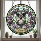 Custom Miniature Schnauzer Dog Portrait Stained Glass Suncatcher,Personalized Pet Memorial Photo Suncatcher, Dog Loss Keepsake,Pet Loss Gift - image 4