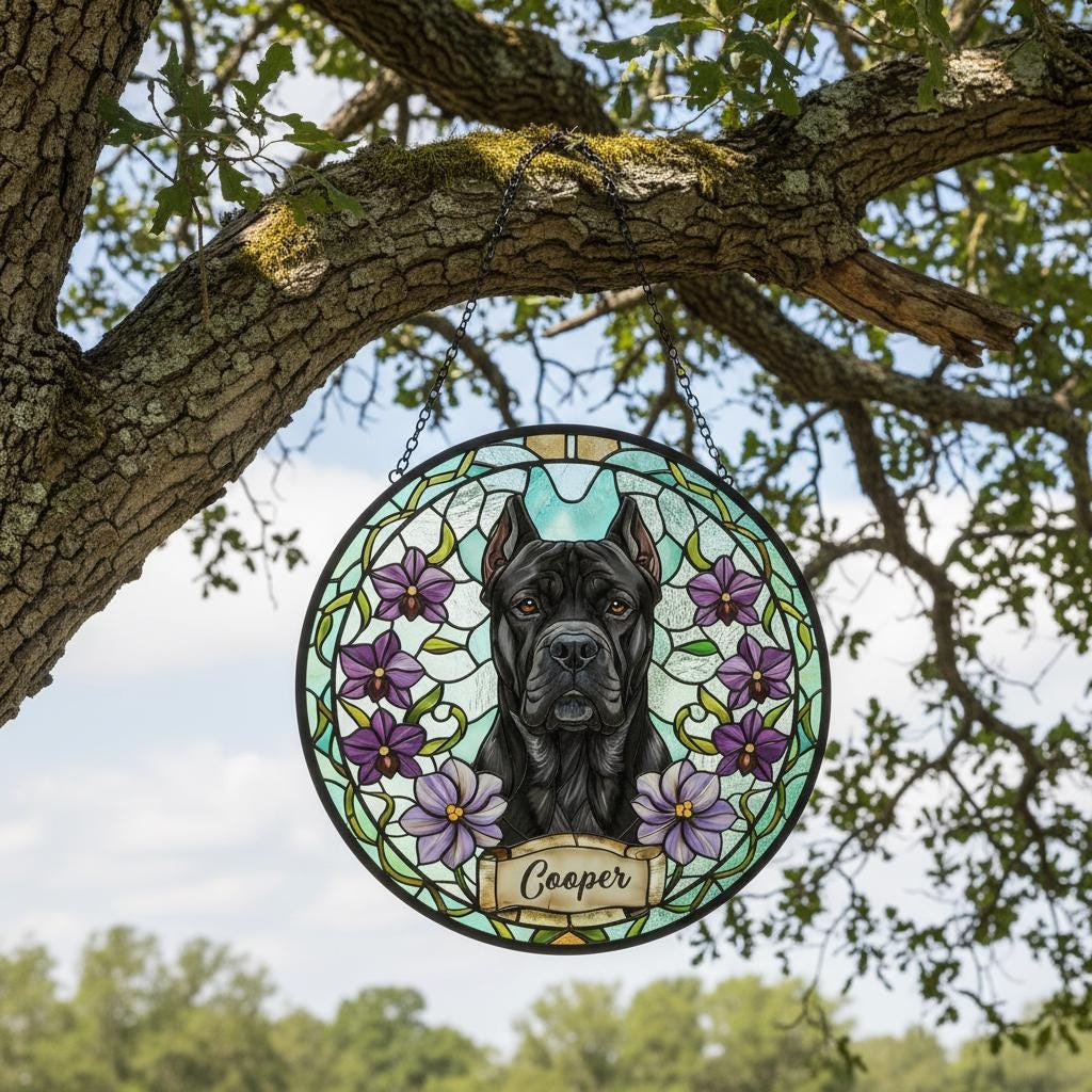 Custom Cane Corso  Dog Portrait Stained Glass Suncatcher,Personalized Pet Memorial Photo Suncatcher, Dog Loss Keepsake,Pet Loss Gift - image 4