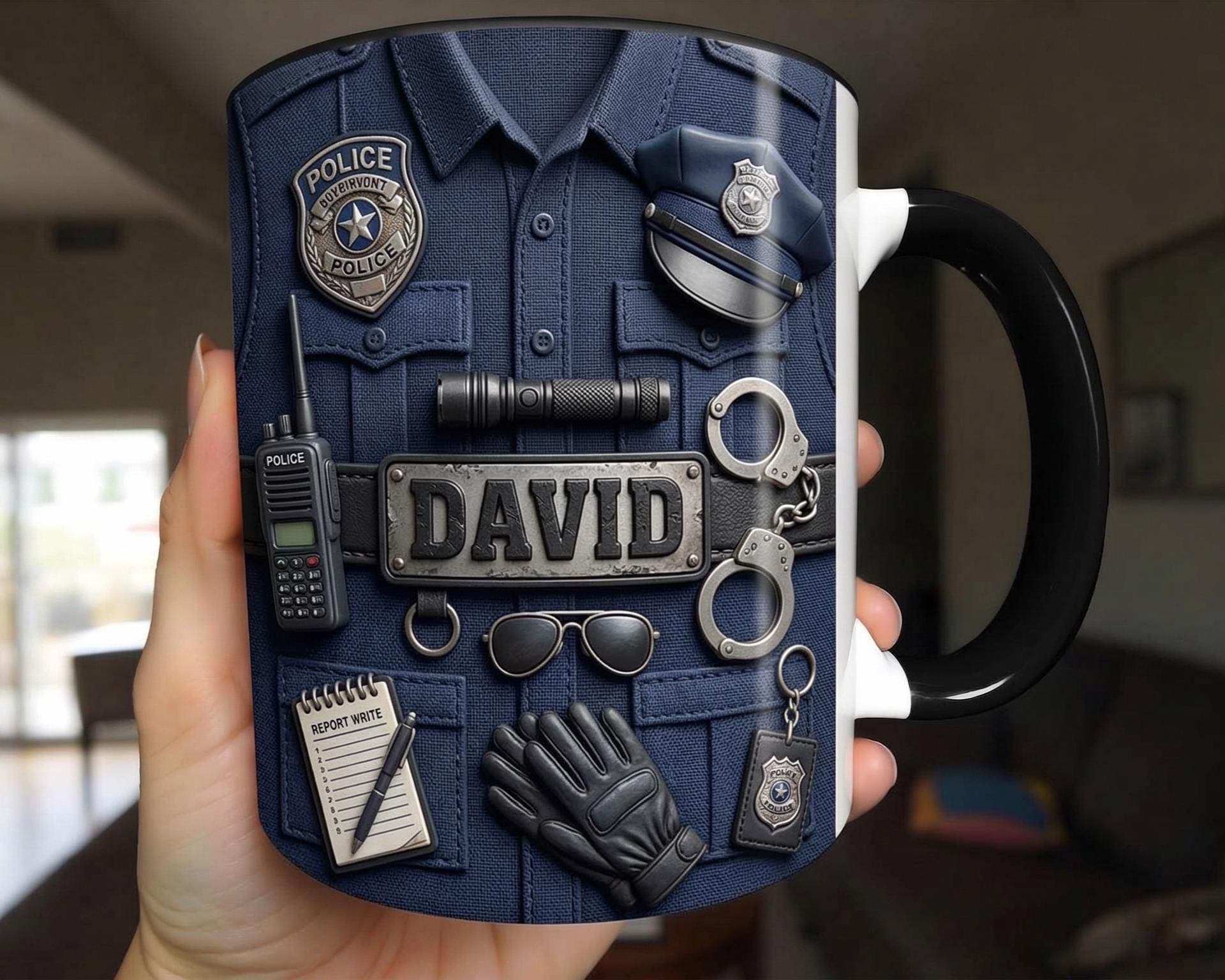 Personalized Police Bulletproof Vest Mug, Officer Uniform Cup, Policemen Coffee Mugs, Gift for Him