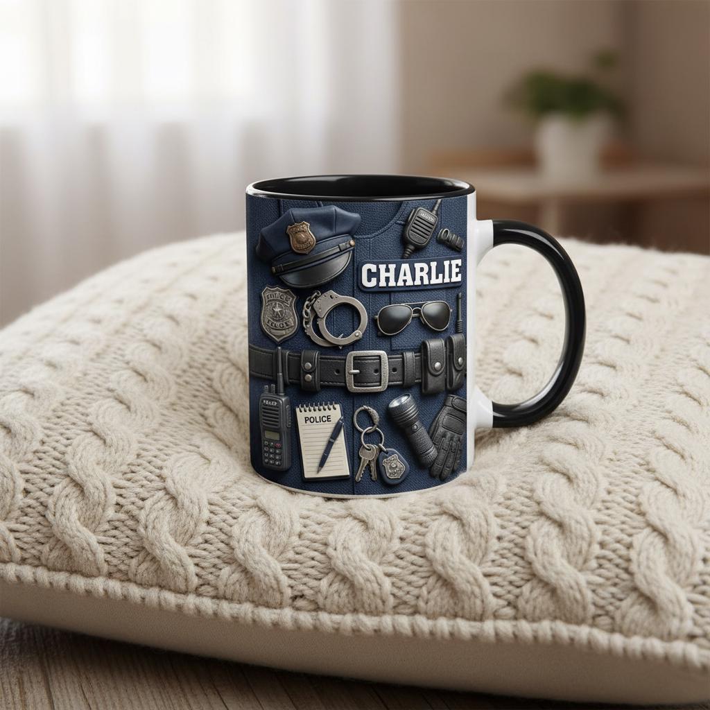 Personalized Police Bulletproof Vest Mug, Officer Uniform Cup, Policemen Coffee Mugs, Gift for Him - image 3