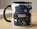 Personalized Police Bulletproof Vest Mug, Custom Officer Uniform Cup, Policemen Coffee Mugs, Gift for Him