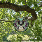 Custom Boston Terrier  Dog Portrait Stained Glass Suncatcher,Personalized Pet Memorial Photo Suncatcher, Dog Loss Keepsake,Pet Loss Gift - image 5