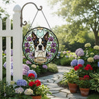 Custom Boston Terrier  Dog Portrait Stained Glass Suncatcher,Personalized Pet Memorial Photo Suncatcher, Dog Loss Keepsake,Pet Loss Gift - image 4