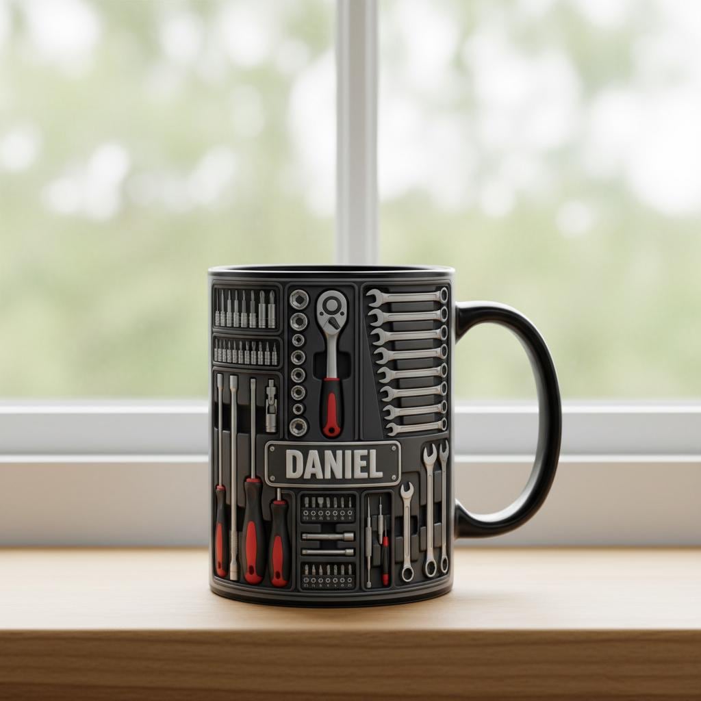 Personalized Tool Mechanic Coffee Mug, Handyman Gift, Custom Name Workshop Cup, Gift for Dad Grandpa - image 2