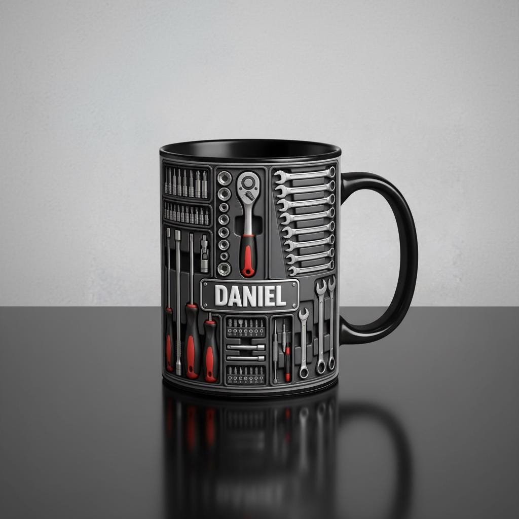 Personalized Tool Mechanic Coffee Mug, Handyman Gift, Custom Name Workshop Cup, Gift for Dad Grandpa - image 3