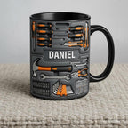 Personalized Tool Mechanic Coffee Mug, Handyman Gift, Custom Name Workshop Cup, Gift for Dad Grandpa