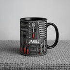 Personalized Tool Mechanic Coffee Mug, Handyman Gift, Custom Name Workshop Cup, Gift for Dad Grandpa