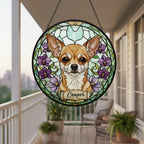 Custom Chihuahua  Dog Portrait Stained Glass Suncatcher, Personalized Pet Memorial Photo Suncatcher, Dog Loss Keepsake, Pet Loss Gift - image 2