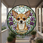 Custom Chihuahua  Dog Portrait Stained Glass Suncatcher, Personalized Pet Memorial Photo Suncatcher, Dog Loss Keepsake, Pet Loss Gift - image 3