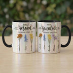 Custom Name Mom Grandma Flowers Mug, Mother's Day Gifts, Grandmas Garden, Faux Crystal 3D Effect - image 4