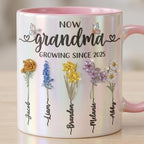 Custom Name Mom Grandma Flowers Mug, Mother's Day Gifts, Grandmas Garden, Faux Crystal 3D Effect - image 3