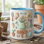 Personalized Gardening Accent Mug, Gift for Mom Grandma, Faux 3D Effect Mug - image 4