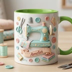 Personalized Sewing Faux 3D Effect Mug, Love Crocheting Coffee Mug, Handmade Craft Mug - image 3