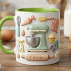 Personalized Baker Faux 3D Effect  Mug, Baking Tools Design, Kitchen Gift - image 4