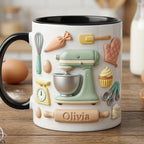 Personalized Baker Faux 3D Effect  Mug, Baking Tools Design, Kitchen Gift - image 2