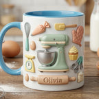 Personalized Baker Faux 3D Effect  Mug, Baking Tools Design, Kitchen Gift - image 3