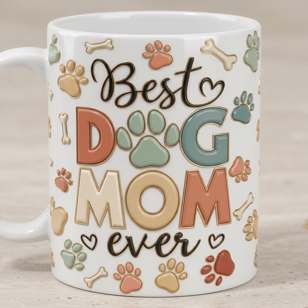 Custom Dog Mom Mug, Personalized Faux 3D Effect Pet Mug, Best Dog Mom Ever Cup, Dog Lover Gift, Pet Mom Coffee Mug - image 2