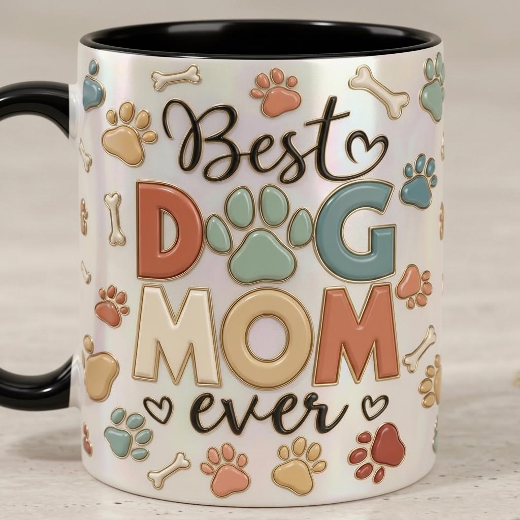 Custom Dog Mom Mug, Personalized Faux 3D Effect Pet Mug, Best Dog Mom Ever Cup, Dog Lover Gift, Pet Mom Coffee Mug - image 3
