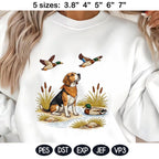 Beagle Hunting Embroidery Design Duck Scene, Bird Dog Embroidery File, Dog Lover Gift, Machine Embroidery, 5 sizes, Digital Download - image 3
