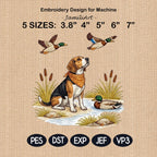 Beagle Hunting Embroidery Design Duck Scene, Bird Dog Embroidery File, Dog Lover Gift, Machine Embroidery, 5 sizes, Digital Download