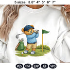 Teddy Bear Golf Embroidery Design, Cute Golfer Bear Machine Embroidery, Sports Embroidery Pattern, Golf Lover Gift,5 sizes, Digital Download - image 3