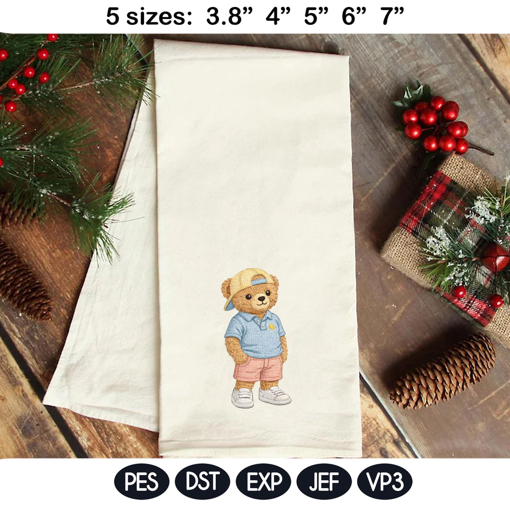 Summer Teddy Bear Embroidery Design Set, Cute Bear Couple, Preppy Summer Outfit, Ice Cream Bear, Kids Embroidery Pattern, Digital Download - image 4
