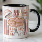 Custom Name Nail Tech Coffee Mug, Nail Salon Owner Manicurist Accent Mug, Gift for Nail Artist