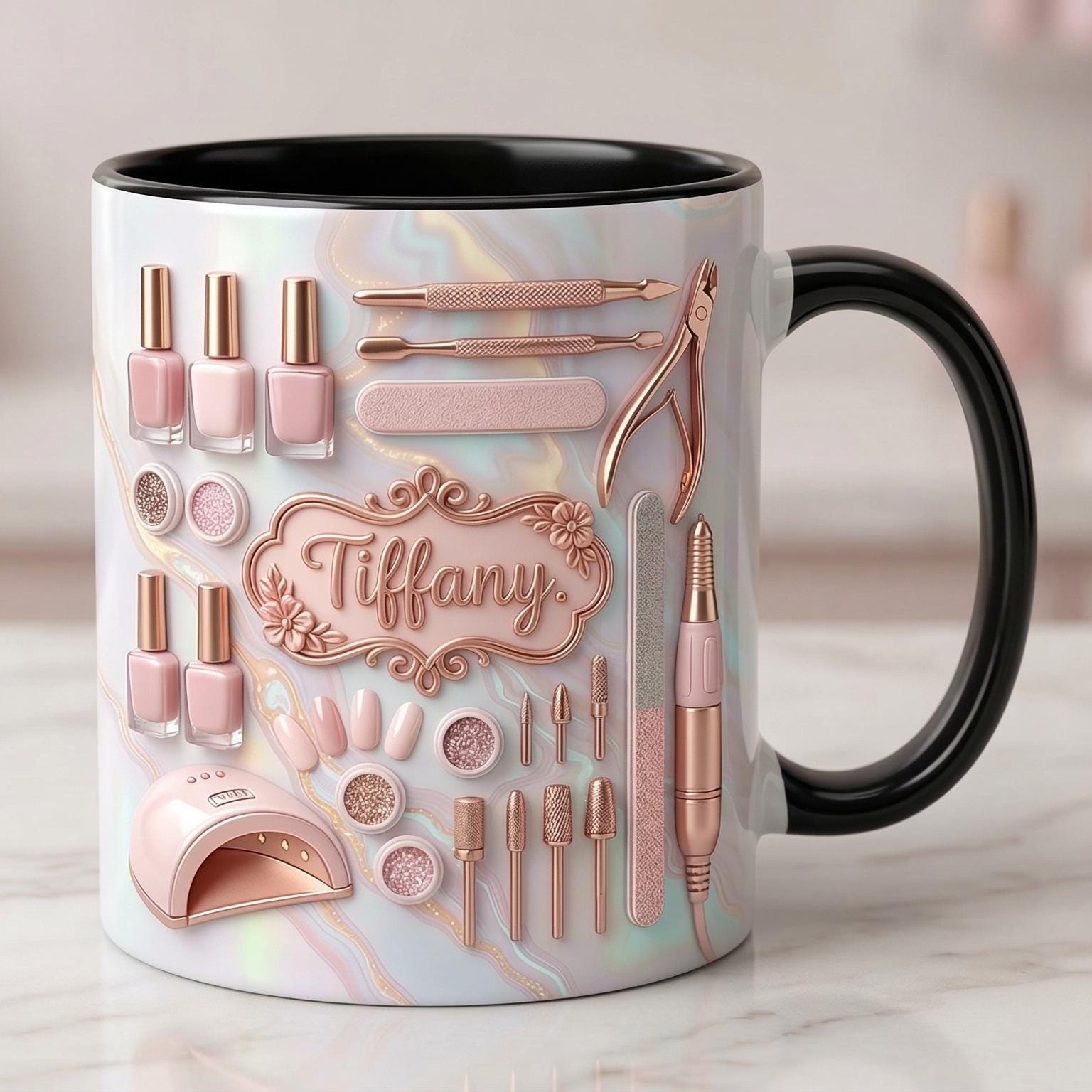 Custom Name Nail Tech Coffee Mug, Nail Salon Manicurist Owner Accent Mug, Gift for Nail Artist - image 2