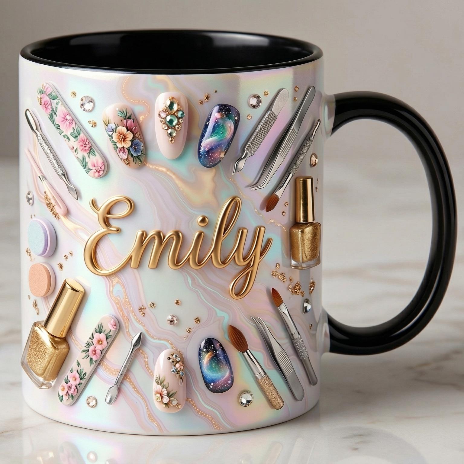Custom Name Nail Tech Coffee Mug, Manicurist Nail Salon Owner Accent Mug, Gift for Nail Artist - image 2